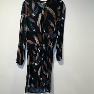 NWOT Alchemist Feather Print Long Sleeve Summer Dress Sz Small